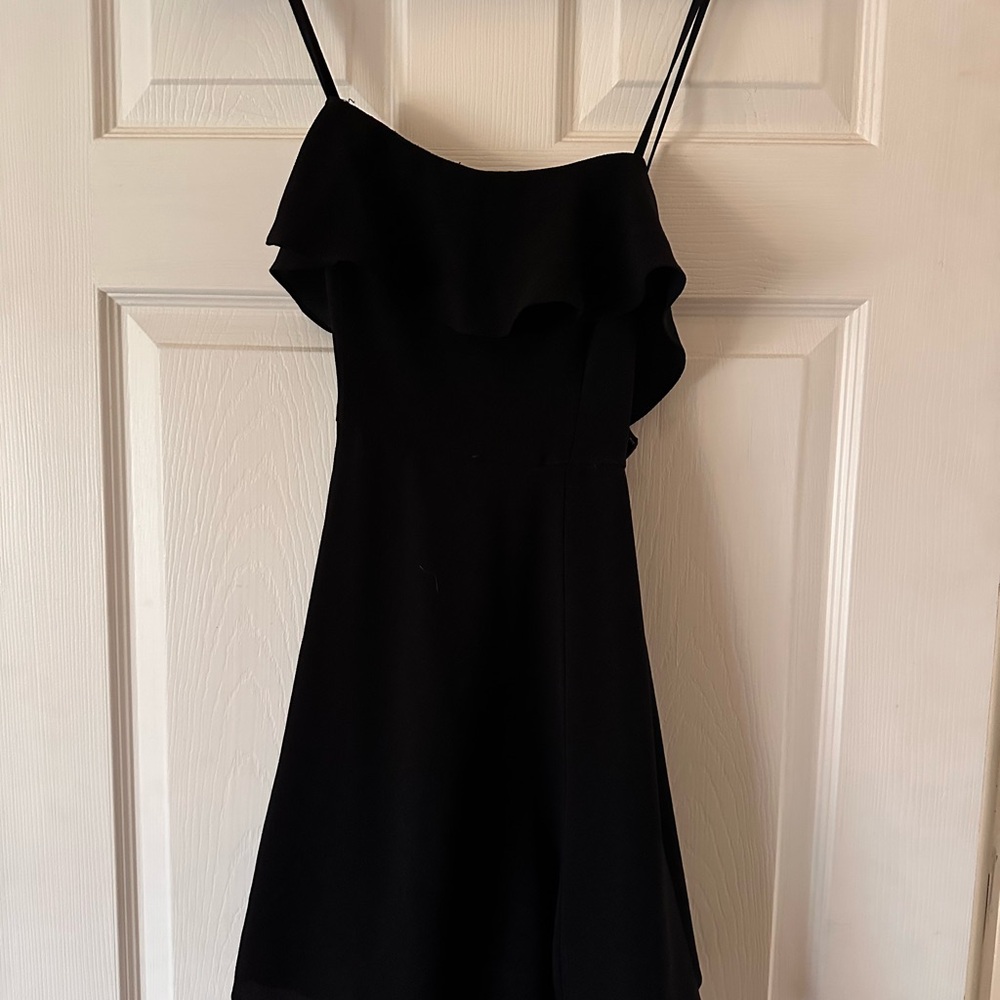 Elegant Black Mini Ruffle Dress